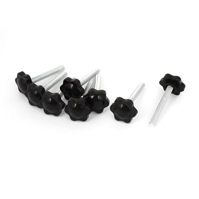 Harfington 8 Pcs Black Spare Part M6 x 45mm Male Threaded Knurled Grip Star Knob