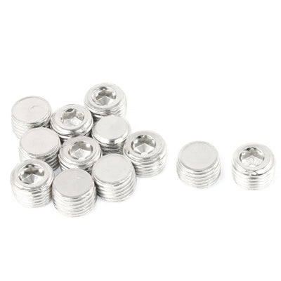 Harfington 12PCS Nickel Plated 1/4PT Male Thread Cap Silver Tone for Air Pneumatic Fluids