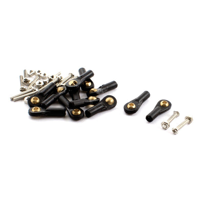 Harfington 12Pcs RC Car Boat Black 2X18X2mm Rod End Metal Ball Head Buckle Joints Set w Screws