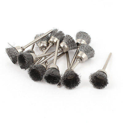Harfington 10 Pcs 1/8inch Shank 15mm Cup Stainless Steel Bristle Brush for Rotary Tool