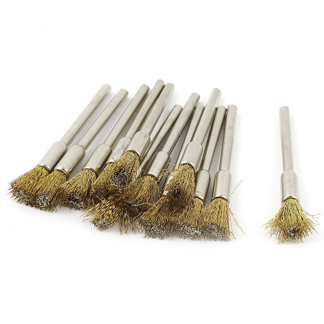 Harfington 10 Pcs 1/8inch Shank 5mm Pen Brass Bristle Brush Rotary Tool