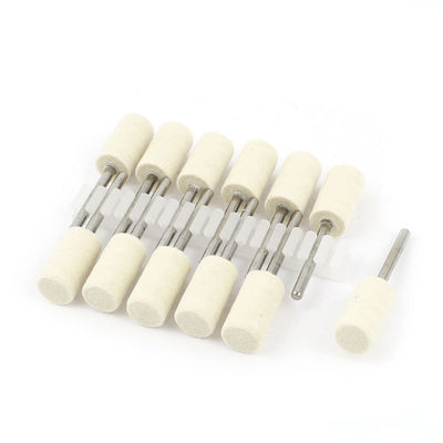 Harfington 12 Pcs 3mm Shank 10x18mm Cylindrical  Felt Head Grinding Polishing Bits