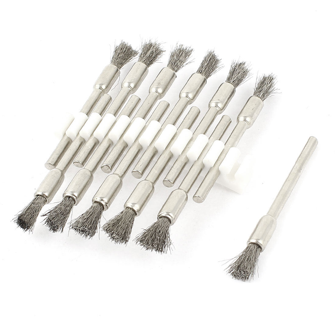 Harfington 12 Pcs 1/8inch Shank 5mm Pen Stainless Steel Bristle Brush for Rotary Tool