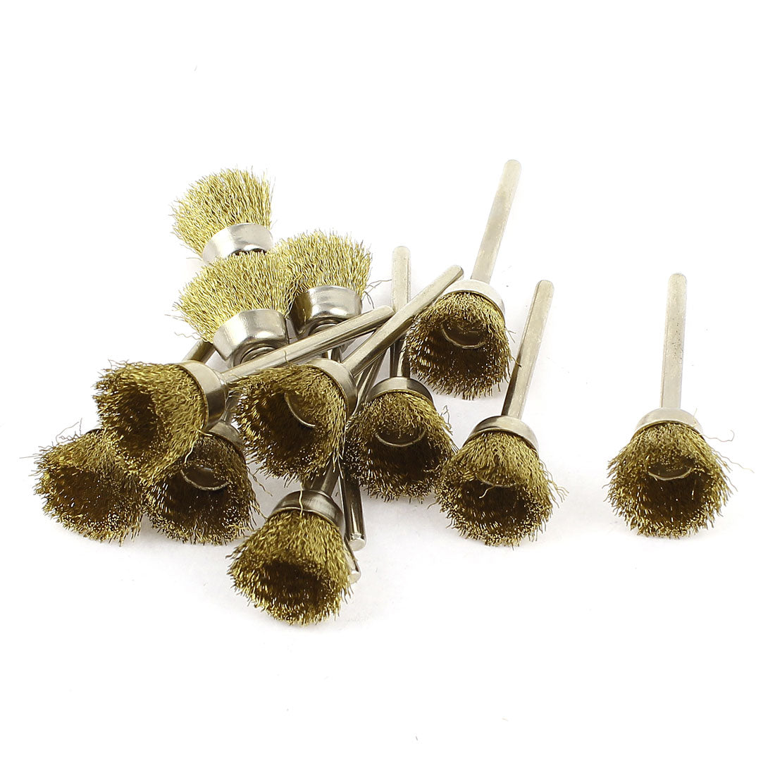 Harfington 12 Pcs 1/8inch Shank 10mm Cup Brass Bristle Brush for Rotary Tool