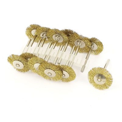 Harfington 12 Pcs 1/8inch Shank 25mm Wheel Brass Bristle Brush for Rotary Tool