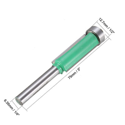 Harfington 2 Pcs 1/2" inch Cutting Dia Straight Shank Dual Edge Flush Trim Router Bit 1/4"x 1/2"