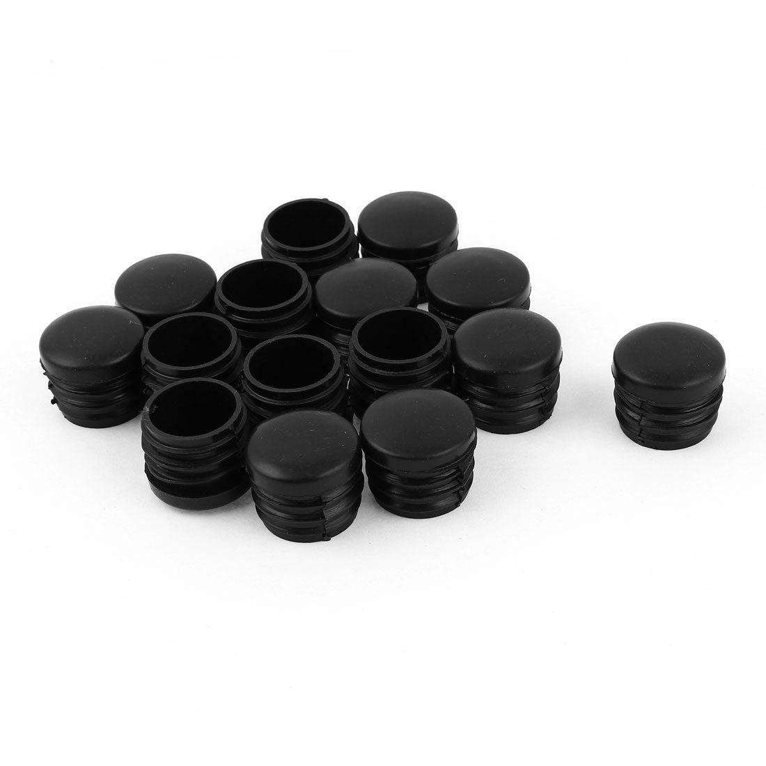 Harfington 15 Pcs 25mm 1" Diameter Black Plastic Blanking End Caps Round Tubing Tube Insert