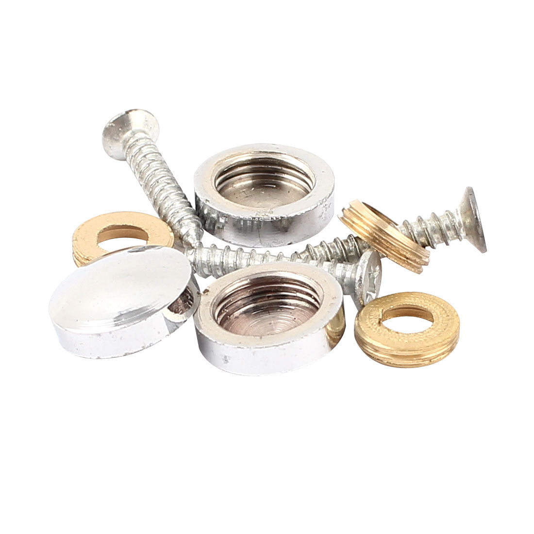 Harfington 4 Pcs Fitting Parts Metal 14mm Diameter Screw Cap Mirror Nails Decoration Lid