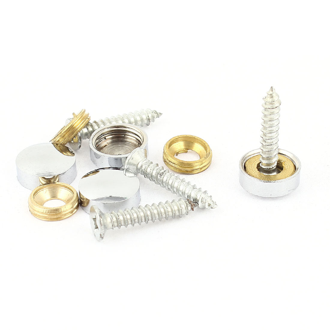 Harfington 4 Pcs Silver Tone Decorative Fittings 12mm Screw Caps Tea Table Mirror Nails