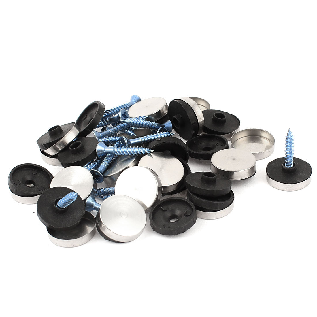 Harfington 20 Pcs Fitting Parts Stainless Steel 18mm Diameter Screw Cap Mirror Nails