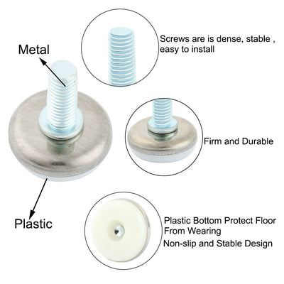 uxcell Uxcell 8mmx30mmx20mm Adjustable Threaded Metal Rod Leveling Guide Support Foot 4 Pcs
