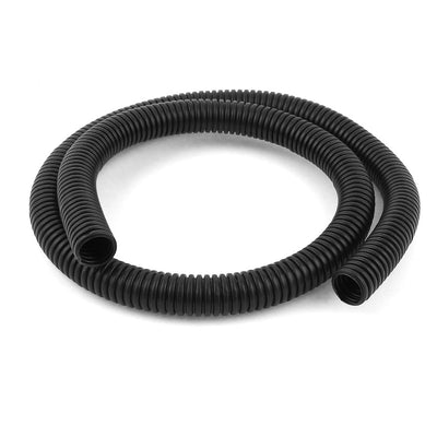 Harfington 1 M 17 x 20 mm Plastic Flexible Corrugated Conduit Tube for Garden,Office Black