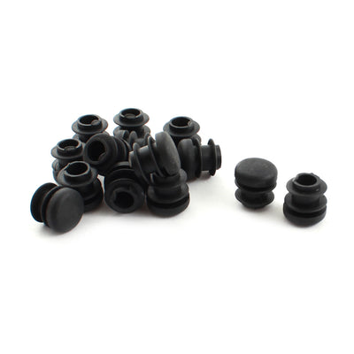 Harfington 15 Pcs 15mm Diameter Black Plastic Blanking End Caps Round Tubing Tube Insert