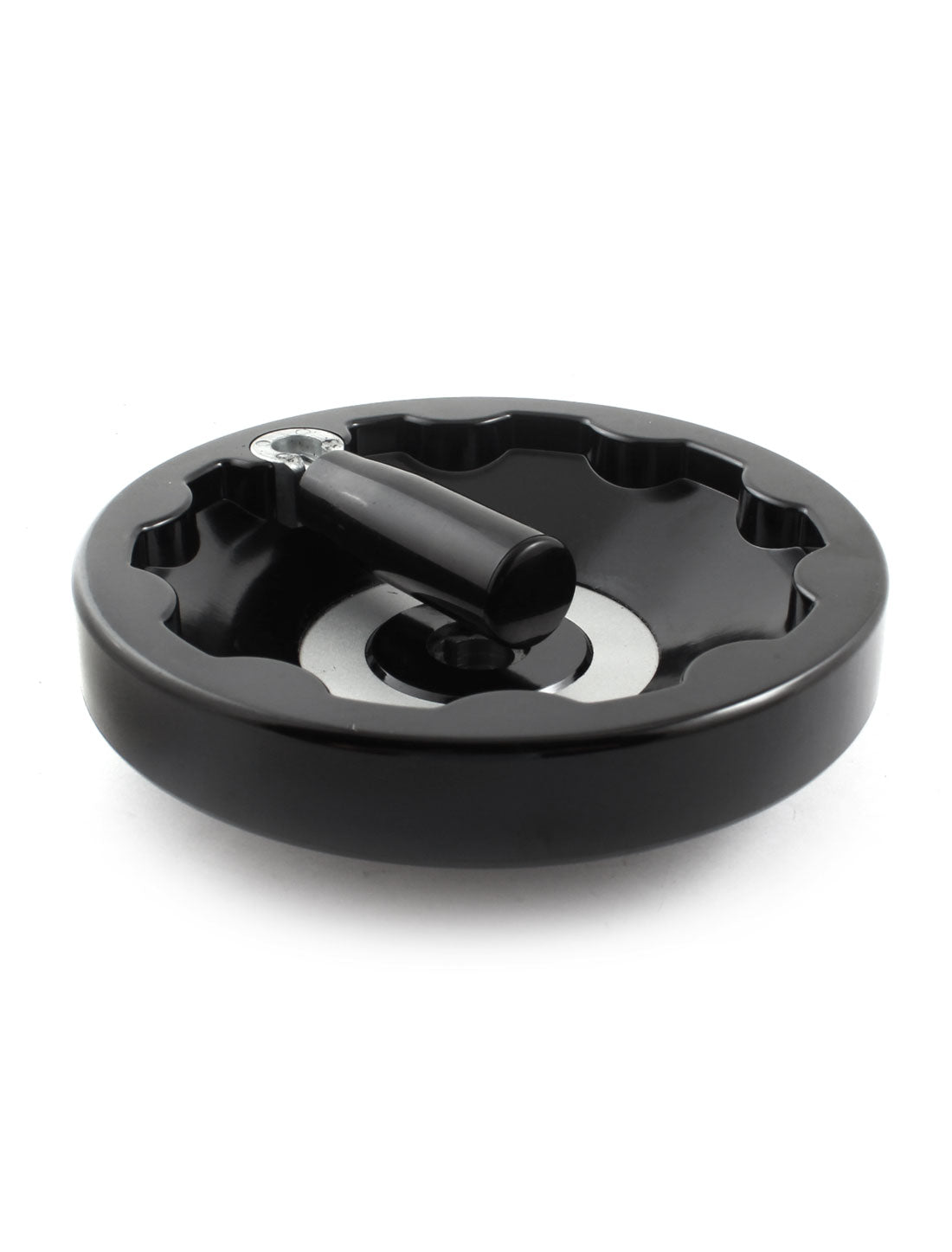 Harfington 18mmx200mm Round Black Plastic Handwheel Hand Wheel w Revolving Handle for Industrial Milling Machine