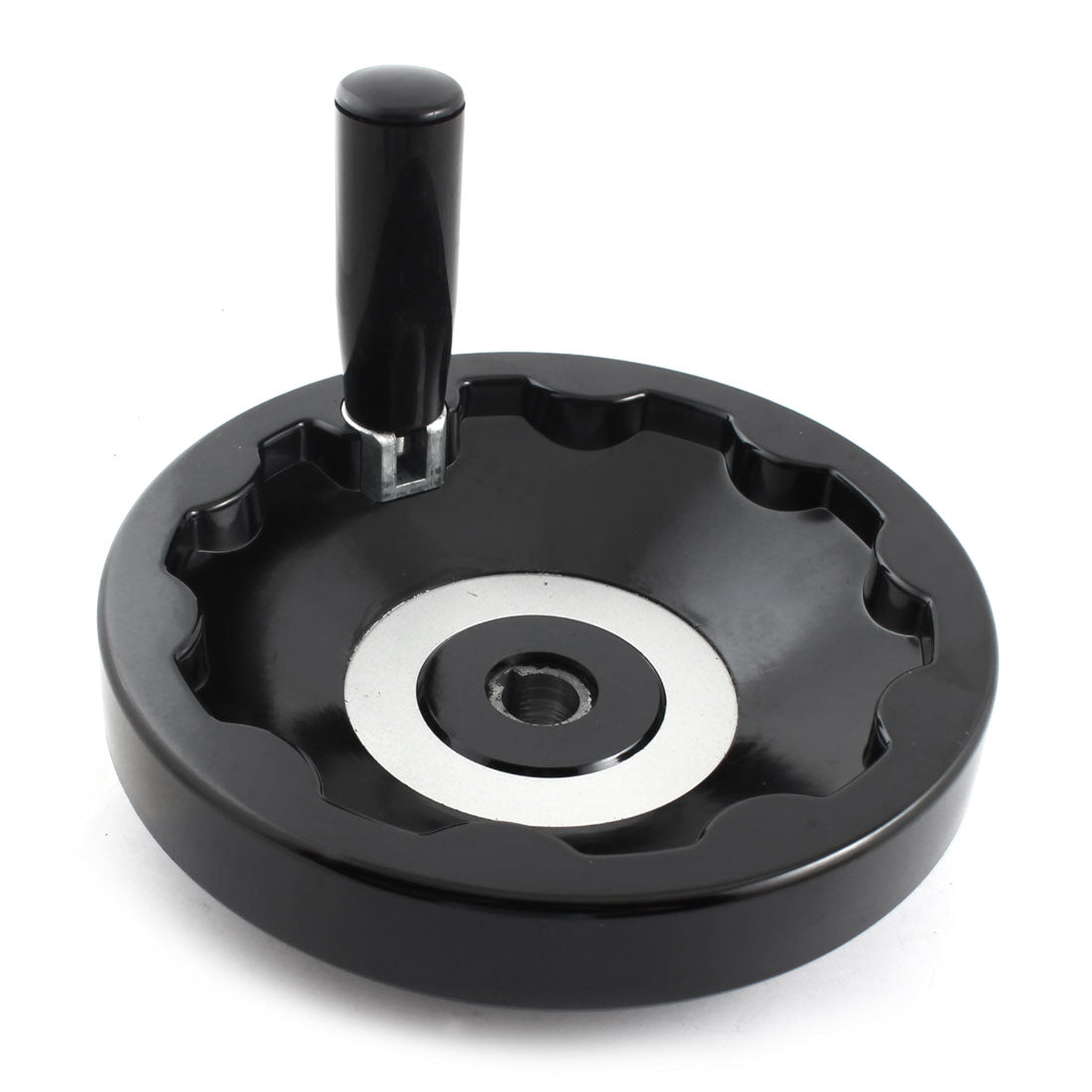 Harfington 18mmx200mm Round Black Plastic Handwheel Hand Wheel w Revolving Handle for Industrial Milling Machine