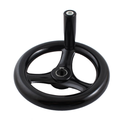 Harfington 16mm Center Bore 160mm Diameter Round Black Plastic 3 Spoke Hand Wheel Handwheel w Removable Handle for Milling Machine