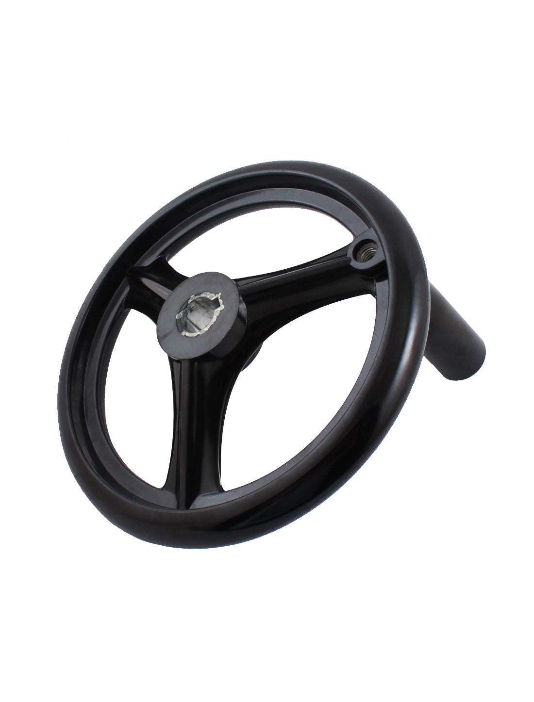 Harfington 18mmx200mm Round Black Plastic Three Spoke Hand Wheel Handwheel w Removable Handle for Milling Machine Lathe