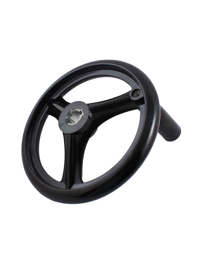 Harfington 18mmx200mm Round Black Plastic Three Spoke Hand Wheel Handwheel w Removable Handle for Milling Machine Lathe