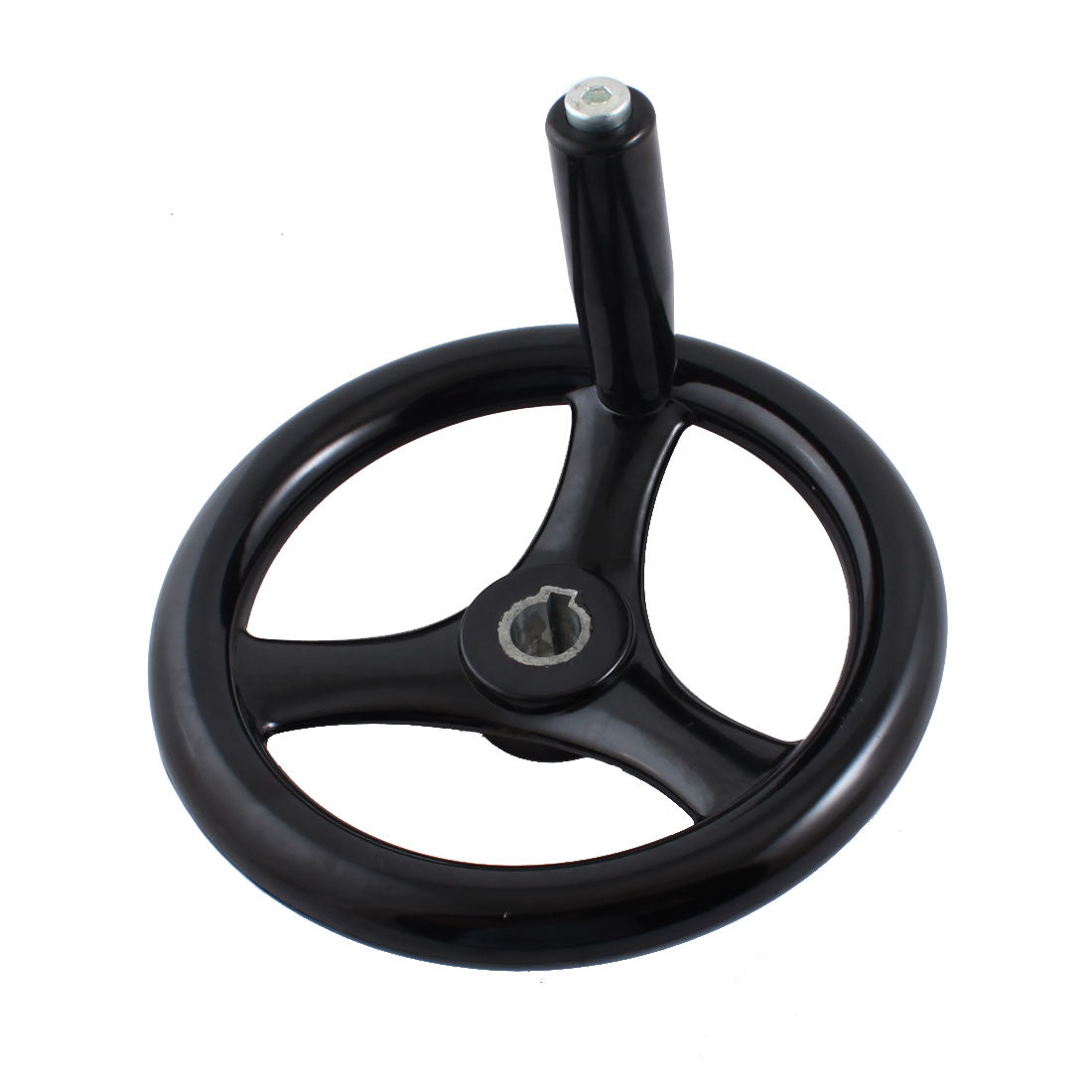 Harfington 18mmx200mm Round Black Plastic Three Spoke Hand Wheel Handwheel w Removable Handle for Milling Machine Lathe