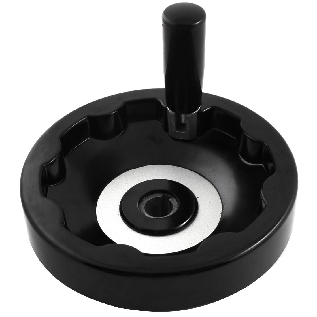 Harfington 16mm x150mm Round Black Plastic Handwheel Hand Wheel w Revolving Handle for Industrial Milling Machine