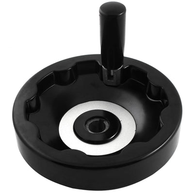 Harfington 16mm x150mm Round Black Plastic Handwheel Hand Wheel w Revolving Handle for Industrial Milling Machine