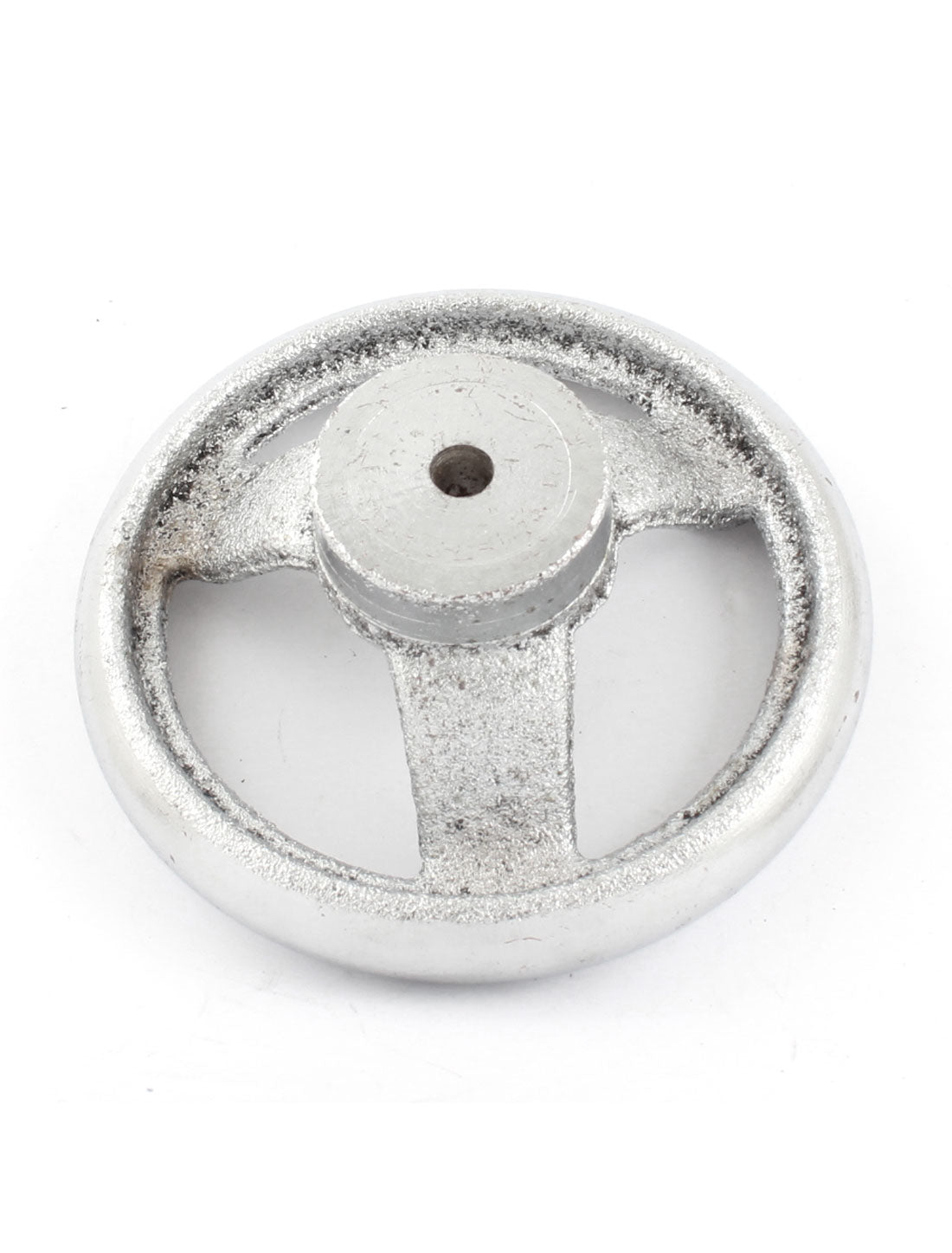 Harfington 7mm Mounting Hole Three Spoke 100mm Diameter Round Silver Tone Iron Hand Wheel Handwheel for Milling Machine Lathe