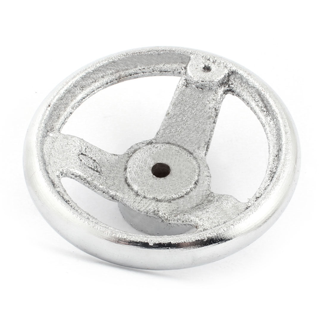 Harfington 7mm Mounting Hole Three Spoke 100mm Diameter Round Silver Tone Iron Hand Wheel Handwheel for Milling Machine Lathe