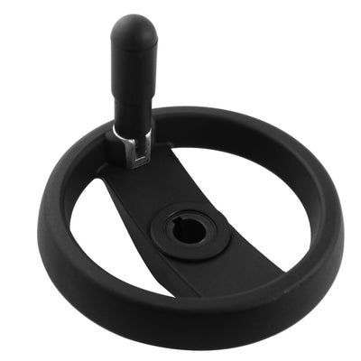 Harfington 16.5mmx150mm Black Plastic Two Spoke Industrial Handwheel Hand Wheel w Folding Revolving Handle for Milling Machine