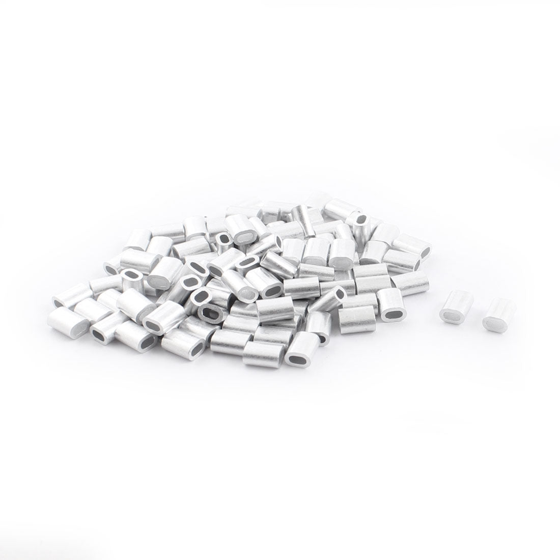 Harfington 100PCS 1.2mm Steel Cables Aluminium Wire Rope Oval Ferrules 6mm x 2mm