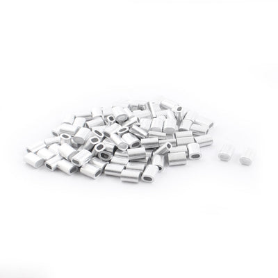 Harfington 100PCS 1.2mm Steel Cables Aluminium Wire Rope Oval Ferrules 6mm x 2mm