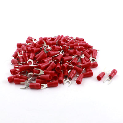 Harfington 150 Pcs SVS1.25-4 19A 4.3mm Dia Pre Insulated Electrical Fork Terminal Cable Connector 22-16AWG
