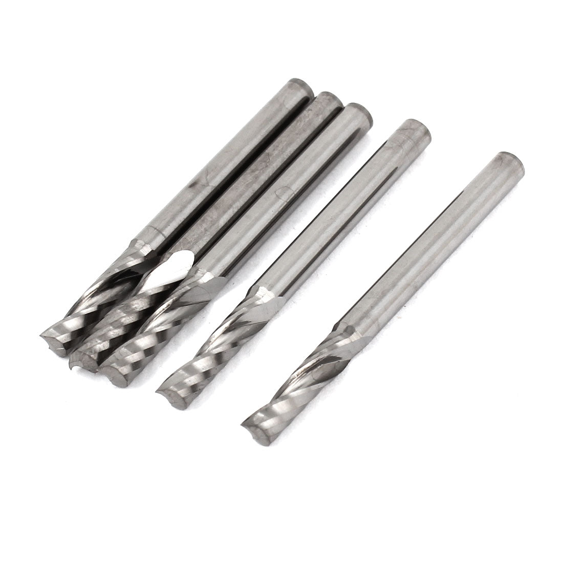 Harfington 3.175mm Cut Dia 12mm Cutting Depth Round Shank Single Flute Spiral End Mills 5pcs