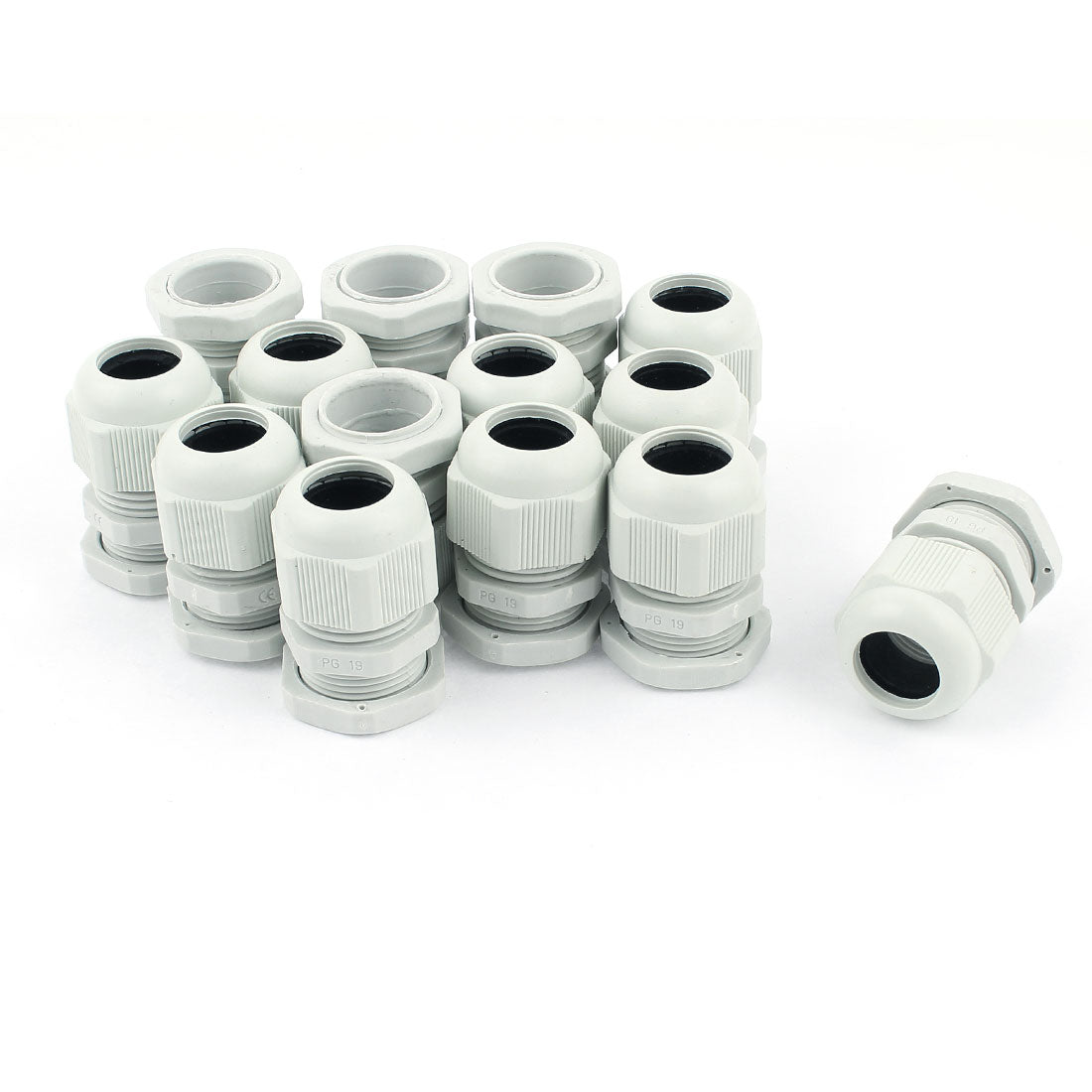 Harfington 15 Pcs PG19 12mm to 15mm Waterproof Connector Adapter Plastic Cable Glands White