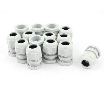 Harfington 15 Pcs PG19 12mm to 15mm Waterproof Connector Adapter Plastic Cable Glands White