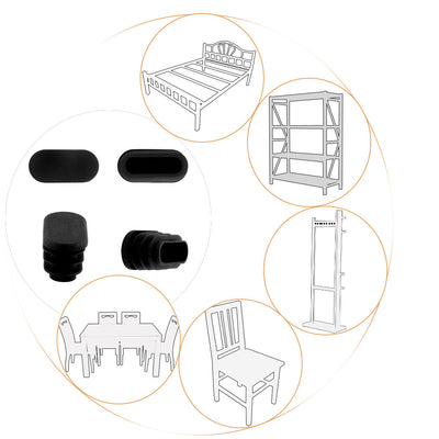 Harfington 16mm x 34mm Plastic Oval Shaped End Cup Tube Insert Black 24 Pcs