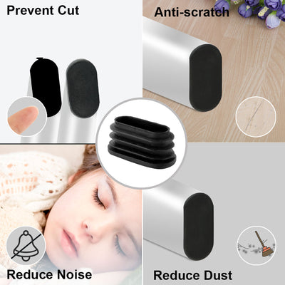 Harfington 16mm x 34mm Plastic Oval Shaped End Cup Tube Insert Black 24 Pcs