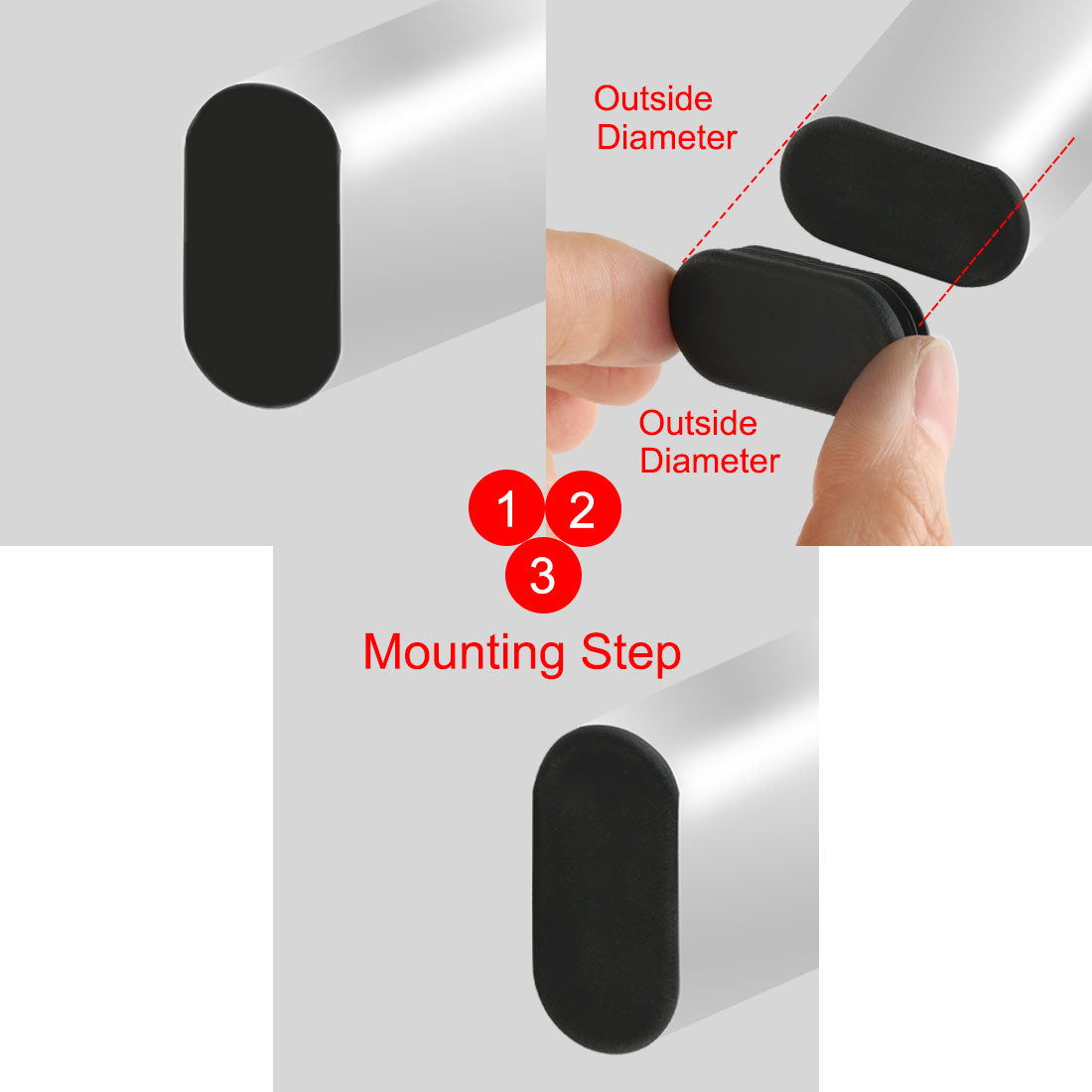 Harfington 16mm x 34mm Plastic Oval Shaped End Cup Tube Insert Black 24 Pcs