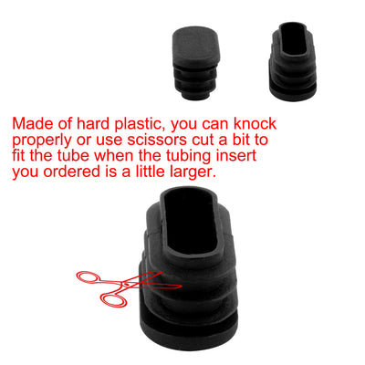 Harfington 16mm x 34mm Plastic Oval Shaped End Cup Tube Insert Black 24 Pcs