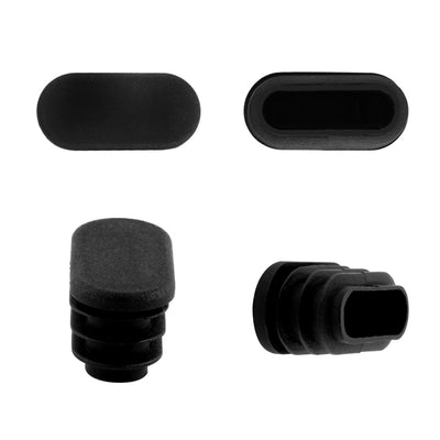 Harfington 16mm x 34mm Plastic Oval Shaped End Cup Tube Insert Black 24 Pcs