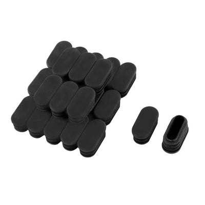 Harfington 16mm x 34mm Plastic Oval Shaped End Cup Tube Insert Black 24 Pcs