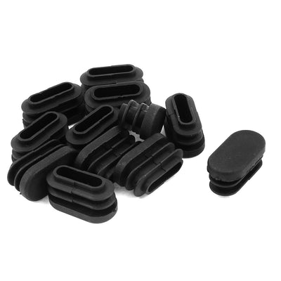 Harfington 15mm x 30mm Plastic Oval Shaped End Cup Tube Insert Black 12 Pcs