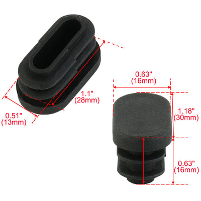 Harfington 16mm x 30mm Plastic Oval Shaped End Cup Tube Insert Black 24 Pcs