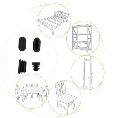 Harfington 16mm x 30mm Plastic Oval Shaped End Cup Tube Insert Black 24 Pcs