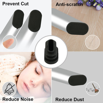 Harfington 16mm x 30mm Plastic Oval Shaped End Cup Tube Insert Black 24 Pcs