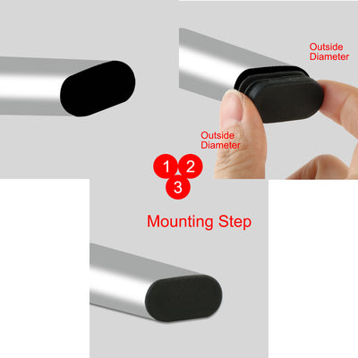 Harfington 16mm x 30mm Plastic Oval Shaped End Cup Tube Insert Black 24 Pcs