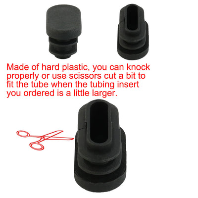 Harfington 16mm x 30mm Plastic Oval Shaped End Cup Tube Insert Black 24 Pcs