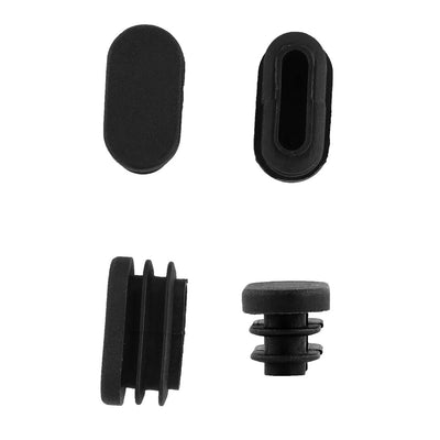 Harfington 16mm x 30mm Plastic Oval Shaped End Cup Tube Insert Black 24 Pcs