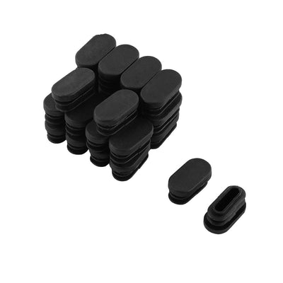 Harfington 16mm x 30mm Plastic Oval Shaped End Cup Tube Insert Black 24 Pcs