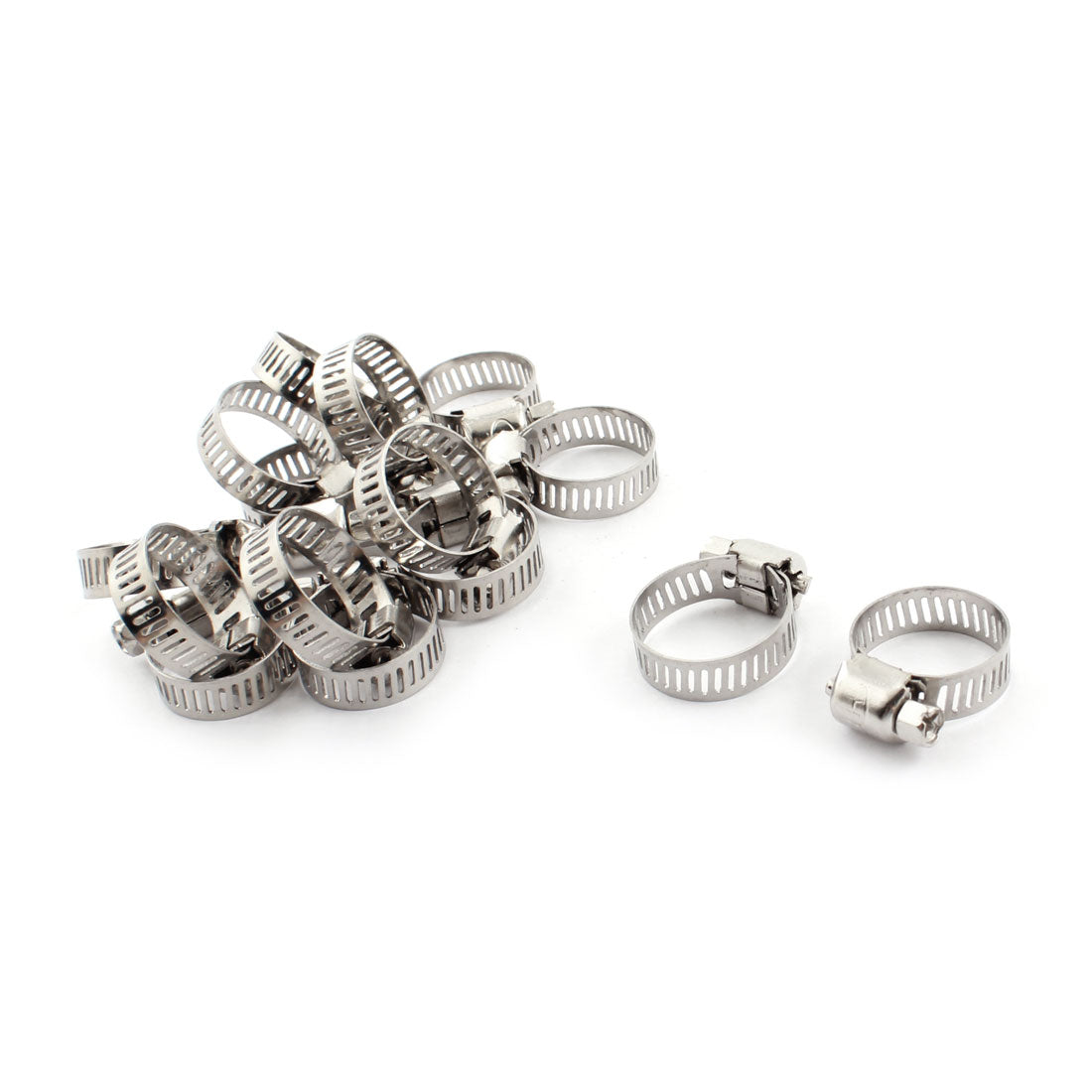 Harfington 15 PCS 8mm Width 13-19mm Adjustable Metal Drive Pipe Tube  Gear Hose Clamps Clips