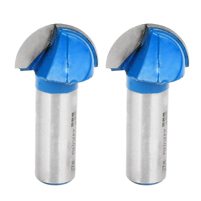 Harfington 2 Pcs 50mm Long 1/2" Shank 1" Cutting Dia Dual Flutes Cove Box Router Bit